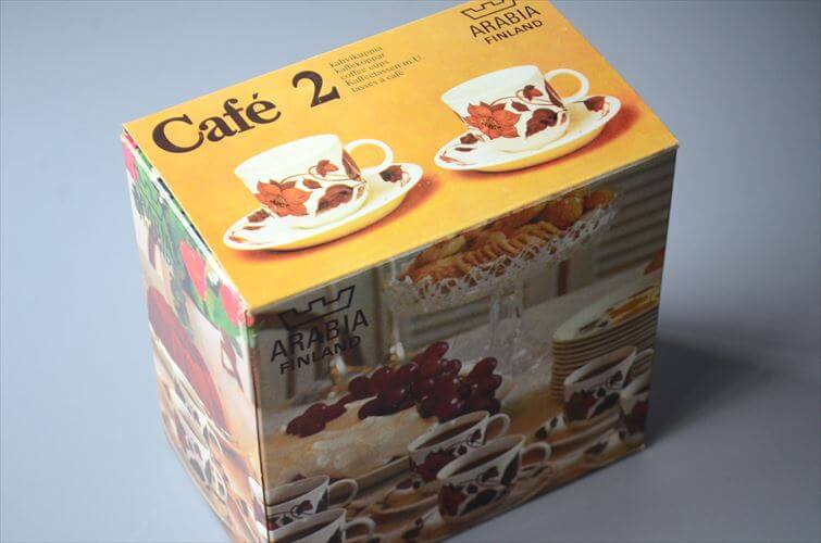 デッドストック! ARABIA Cafe 箱付き 2客セット カップ&ソーサー アラビア カフェ 北欧食器 フィンランド 陶器 北欧 ヴィンテージ アンティーク_250603