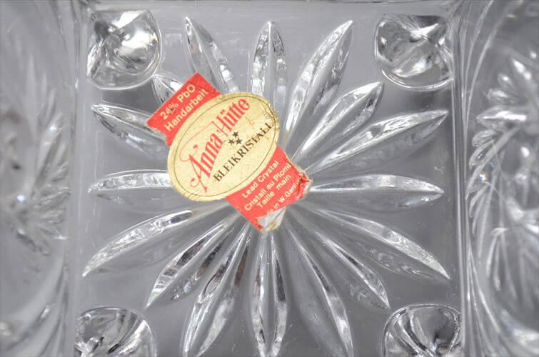 西ドイツ製　Anna Hutte クリスタルガラスの脚付きポット トレー グラス小物入れ 容器 ヴィンテージ アンティーク