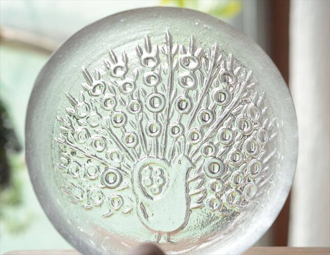 フィンランド製 Humppila 孔雀のガラスボウル 14cm Riikinkukko Peacock クジャク フンピラ 北欧 ヴィンテージ