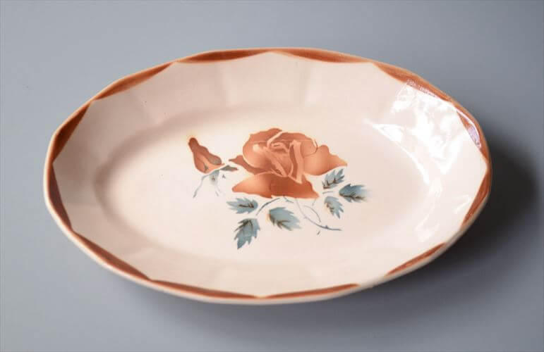 1922～65年頃 フランス製 DIGOIN SARREGUEMINES オーバルプレート ラヴィエ サルグミンヌ 陶器 アンティーク ヴィンテージ 食器 ヨーロッパ_250718