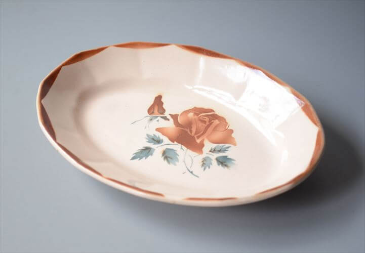 1922～65年頃 フランス製 DIGOIN SARREGUEMINES オーバルプレート ラヴィエ サルグミンヌ 陶器 アンティーク ヴィンテージ 食器 ヨーロッパ_250718