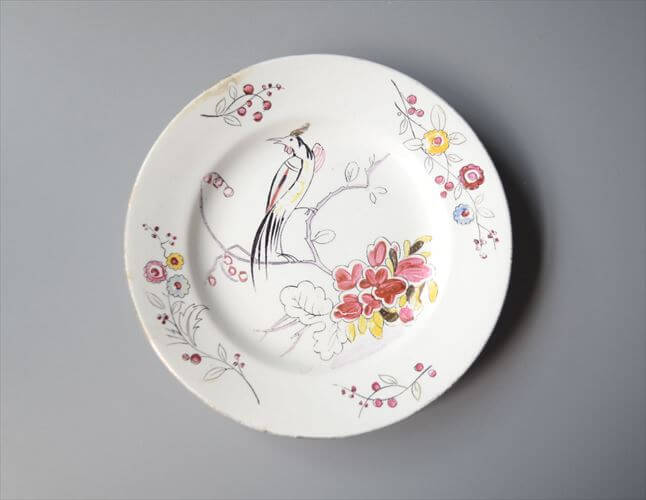 1920～30年代頃 ベルギー製 ヴィンテージ BOCH D.2082 vogel 17.5cm プレート ボッホ お皿 磁器 陶器 アンティーク 食器 ヨーロッパ_250725