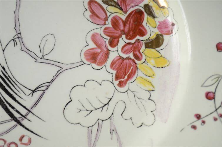 1920～30年代頃 ベルギー製 ヴィンテージ BOCH D.2082 vogel 17.5cm プレート ボッホ お皿 磁器 陶器 アンティーク 食器 ヨーロッパ_250725