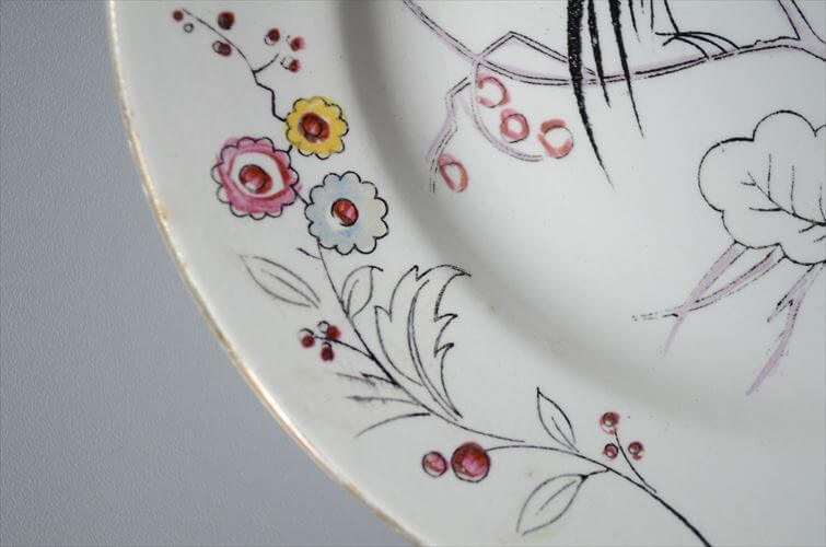 1920～30年代頃 ベルギー製 ヴィンテージ BOCH D.2082 vogel 17.5cm プレート ボッホ お皿 磁器 陶器 アンティーク 食器 ヨーロッパ_250725