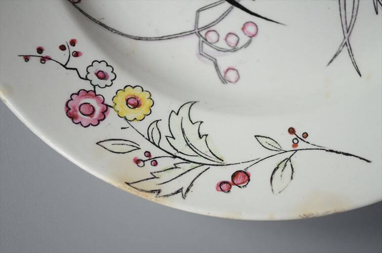 1920～30年代頃 ベルギー製 ヴィンテージ BOCH D.2082 vogel 17.5cm プレート ボッホ お皿 磁器 陶器 アンティーク 食器 ヨーロッパ_250725