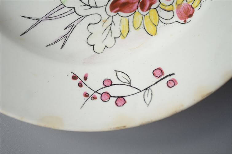 1920～30年代頃 ベルギー製 ヴィンテージ BOCH D.2082 vogel 17.5cm プレート ボッホ お皿 磁器 陶器 アンティーク 食器 ヨーロッパ_250725