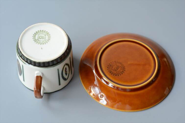 1960～70年代 ベルギー製 ヴィンテージ BOCH Delta Ellipse カップ&ソーサー ボッホ デルタ 磁器 陶器 アンティーク 食器 ヨーロッパ_250730
