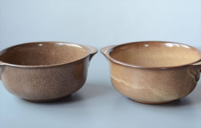 ドイツから 味のあるブラウンのソーサー付 深皿 スープボウル 食器 陶器 ヴィンテージ アンティーク_250805