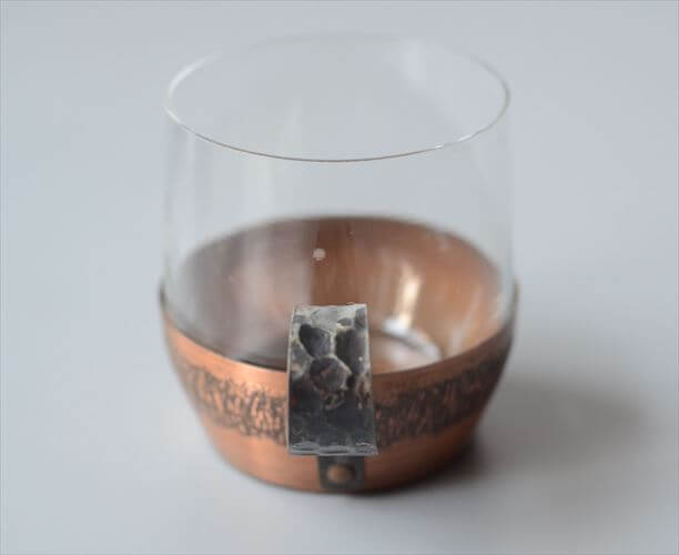 ドイツから グラスカップ クリア×銅ホルダー コパー ガラスカップ ヴィンテージ アンティーク_250826