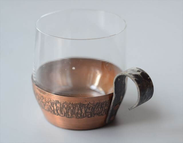 ドイツから グラスカップ クリア×銅ホルダー コパー ガラスカップ ヴィンテージ アンティーク_250826