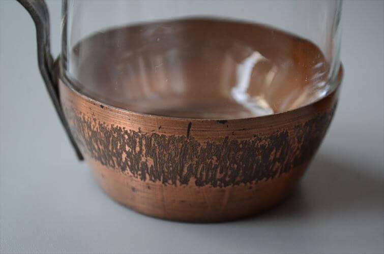 ドイツから グラスカップ クリア×銅ホルダー コパー ガラスカップ ヴィンテージ アンティーク_250826