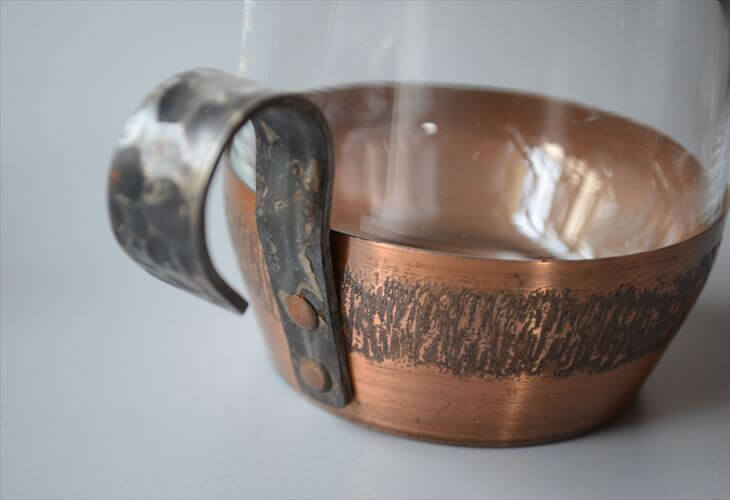 ドイツから グラスカップ クリア×銅ホルダー コパー ガラスカップ ヴィンテージ アンティーク_250826