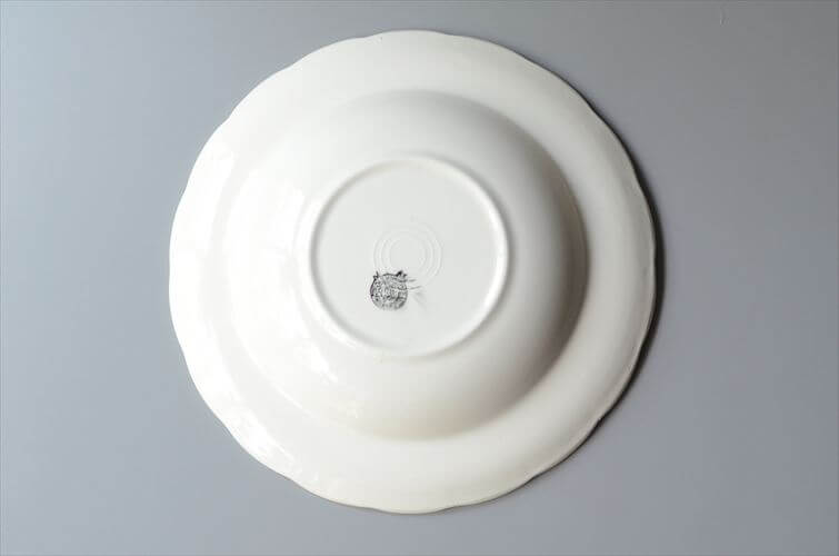 1930-40年代 ベルギー製 BOCH 赤い植物スタンプのスープ パスタプレート 23cm 深皿 アンティーク ヴィンテージ