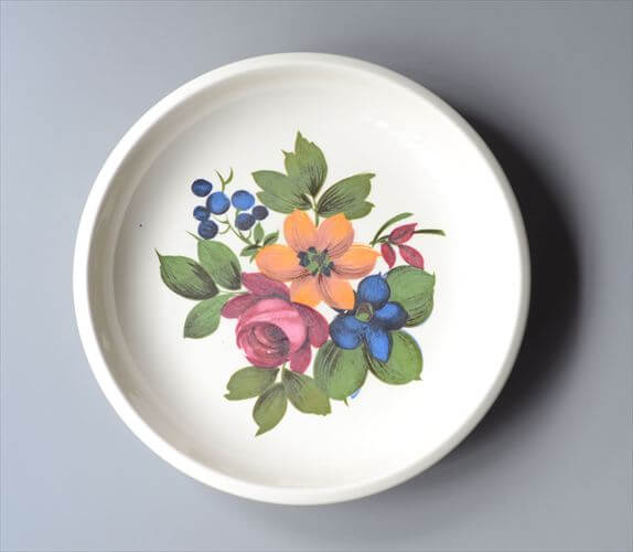 ベルギー製 BOCH きれいな3色のお花のプレート 21.5cm パスタ皿としても ボッホ フラワー 食器 アンティーク ヴィンテージ