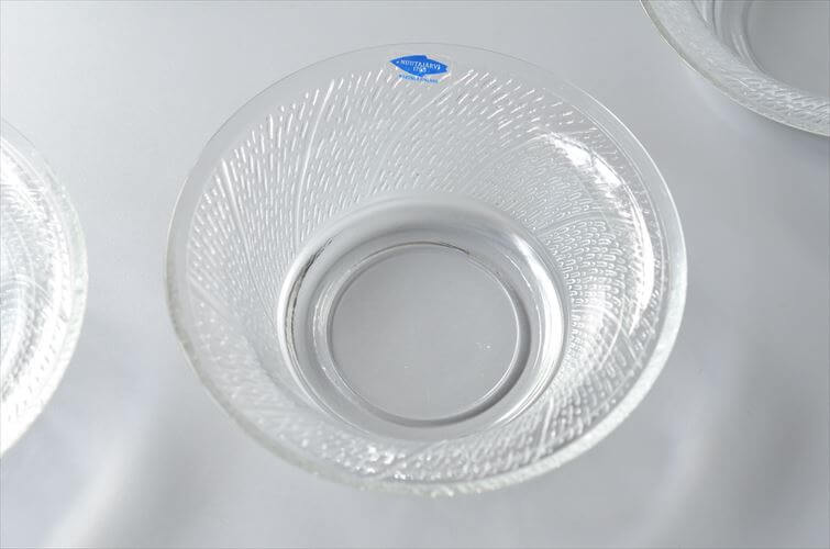ラベル付! フィンランド製 Nuutajarvi Lastu ガラスボウル φ14cm ヌータヤルヴィ ラッツオ ラスツ 北欧 食器 ヴィンテージ_251020
