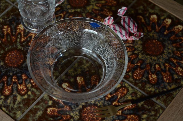 ラベル付! フィンランド製 Nuutajarvi Lastu ガラスボウル φ14cm ヌータヤルヴィ ラッツオ ラスツ 北欧 食器 ヴィンテージ_251020