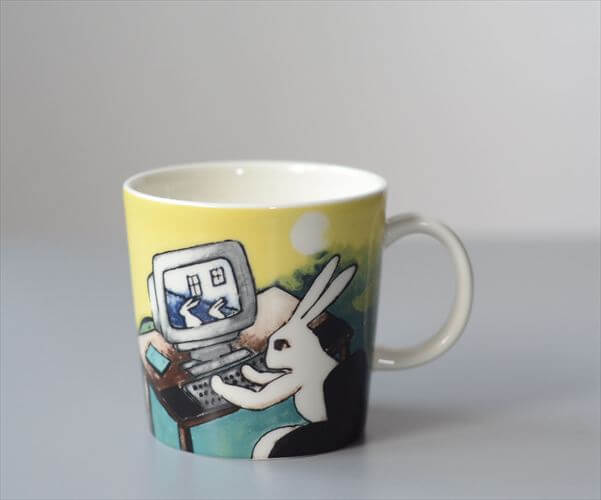 ARABIA Helja Liukko-Sundstrom 2000年 Computer Bunny マグカップ アラビア ヘルヤ PCバニー ウサギ フィンランド 北欧 ヴィンテージ