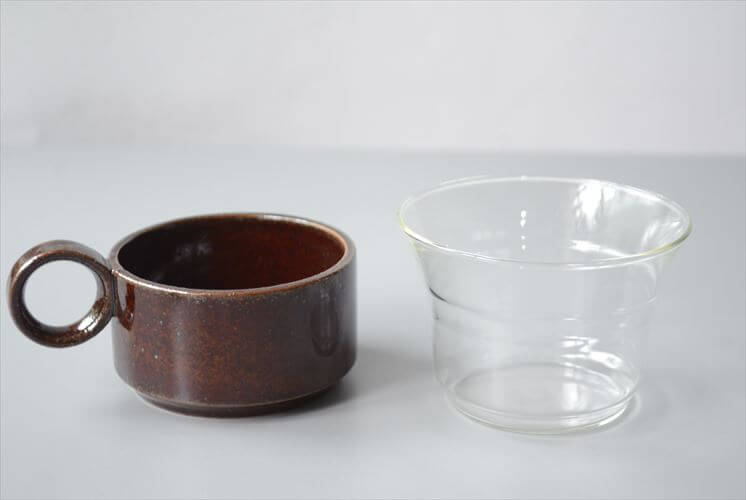 デンマーク製 KNABSTRUP ガラスと陶器のカップ ナブストラップ 北欧 食器 ヴィンテージ アンティーク_251106