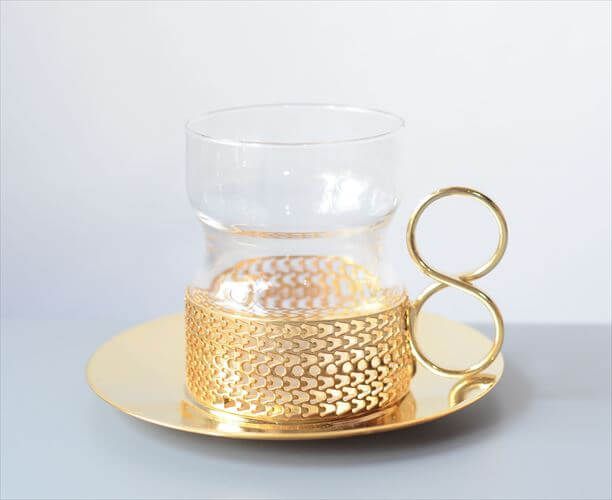 iittala イッタラ Tsaikka ツァイッカ 24Karaatti グラスカップ&ソーサー クリア×ゴールドホルダー ガラス 北欧 ヴィンテージ_251128