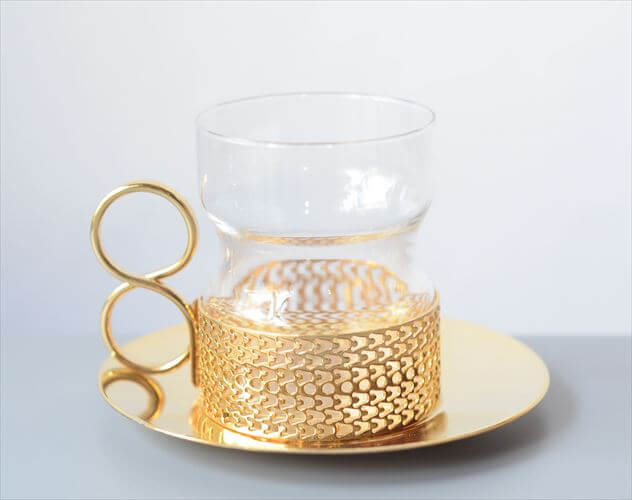 iittala イッタラ Tsaikka ツァイッカ 24Karaatti グラスカップ&ソーサー クリア×ゴールドホルダー ガラス 北欧 ヴィンテージ_251128