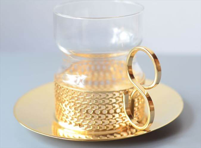 iittala イッタラ Tsaikka ツァイッカ 24Karaatti グラスカップ&ソーサー クリア×ゴールドホルダー ガラス 北欧 ヴィンテージ_251128