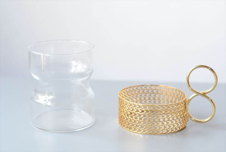iittala イッタラ Tsaikka ツァイッカ 24Karaatti グラスカップ&ソーサー クリア×ゴールドホルダー ガラス 北欧 ヴィンテージ_251128