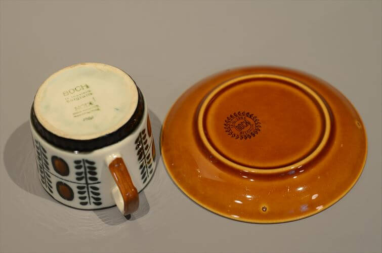 1960～70年代頃 ベルギー製 BOCH ボッホ NOIX カップ&ソーサー ノア ヴィンテージ 磁器 陶器 アンティーク ヴィンテージ_251226
