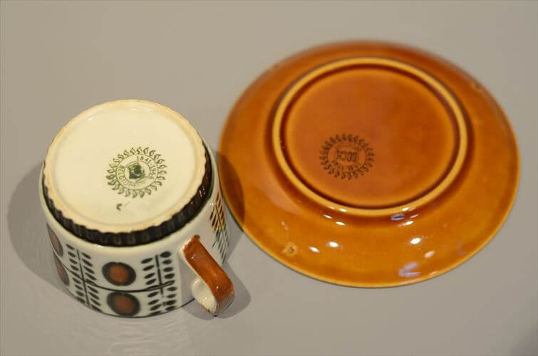 1960～70年代頃 ベルギー製 BOCH ボッホ NOIX カップ&ソーサー ノア ヴィンテージ 磁器 陶器 アンティーク ヴィンテージ_251226