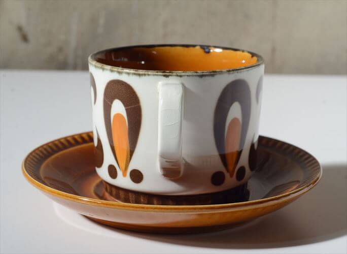 1960年～70代頃 ベルギー製 BOCH ボッホ レアシリーズ Tirana カップ&ソーサー ヴィンテージ 磁器 陶器 食器 アンティーク_260107