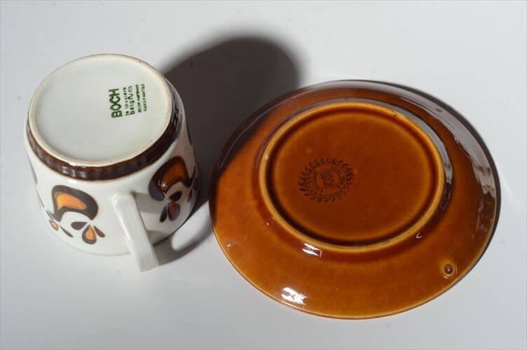 1960年～70代頃 ベルギー製 BOCH ボッホ レアシリーズ 鳥柄 カップ&ソーサー ヴィンテージ 磁器 陶器 食器 アンティーク_260107