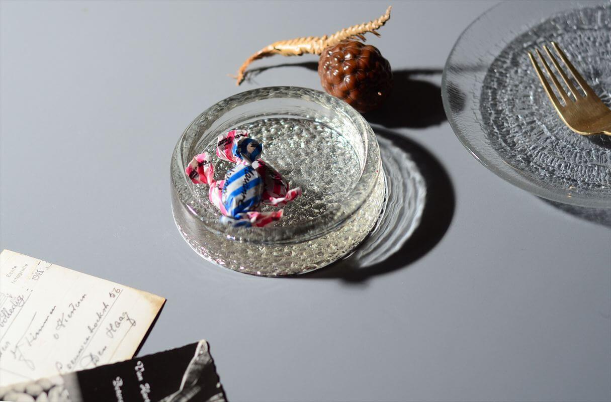 フィンランド製 Iittala Visa アッシュトレー 10cm イッタラ ヴィサ Timo Sarpaneva ガラス皿 トレイ 北欧 ヴィンテージ