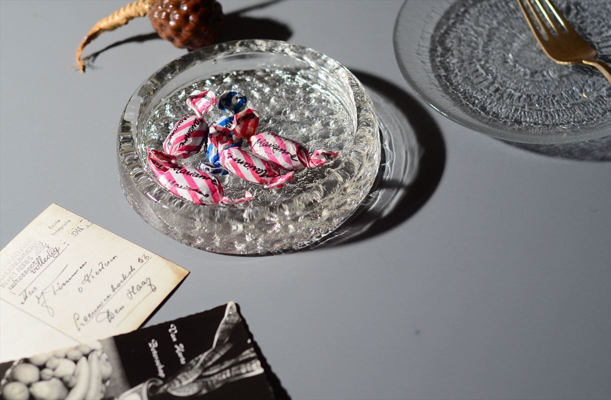 フィンランド製 Iittala Visa アッシュトレー 14cm イッタラ ヴィサ Timo Sarpaneva ガラス皿 トレイ 北欧 ヴィンテージ