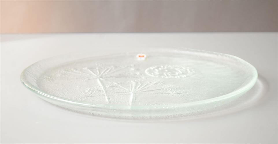 ラベル付! フィンランド製 Humppila 1980年 10周年記念 ガラスプレート 25cm お皿 フンピラ アニバーサリープレート 北欧 ヴィンテージ_260309