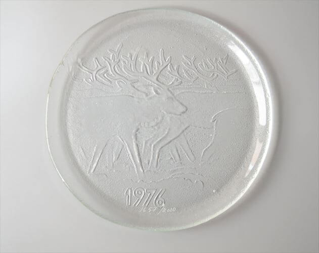 フィンランド製 Humppila 1976年 ガラスプレート 25cm お皿 フンピラ クリスマス アニバーサリープレート 北欧 ヴィンテージ_260309