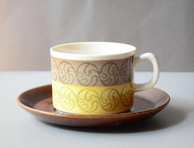 1970年代 スウェーデン製 Gefle EK カップ＆ソーサー ゲフレ エーク Upsara Ekeby 北欧食器 磁器 陶器 アンティーク_260312