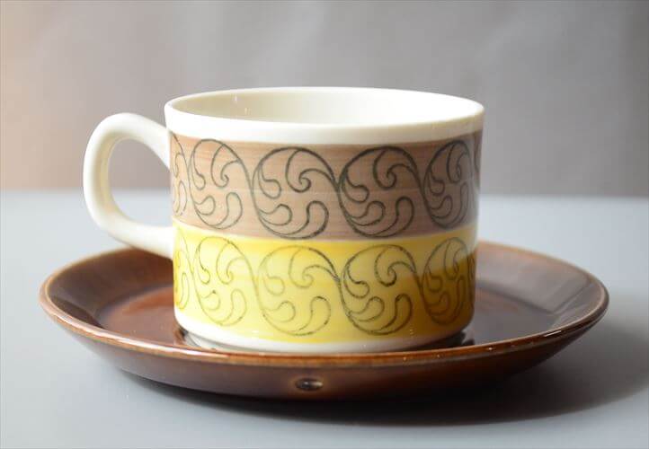 1970年代 スウェーデン製 Gefle EK カップ＆ソーサー ゲフレ エーク Upsara Ekeby 北欧食器 磁器 陶器 アンティーク_260312