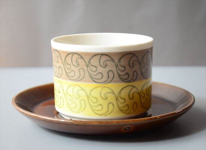 1970年代 スウェーデン製 Gefle EK カップ＆ソーサー ゲフレ エーク Upsara Ekeby 北欧食器 磁器 陶器 アンティーク_260312
