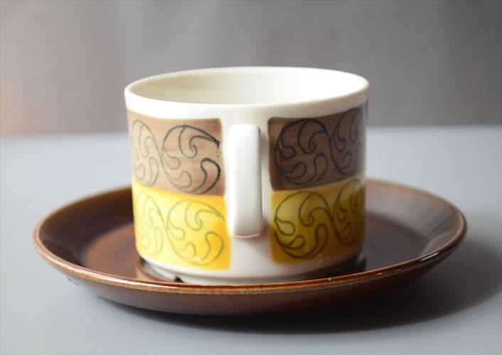 1970年代 スウェーデン製 Gefle EK カップ＆ソーサー ゲフレ エーク Upsara Ekeby 北欧食器 磁器 陶器 アンティーク_260312