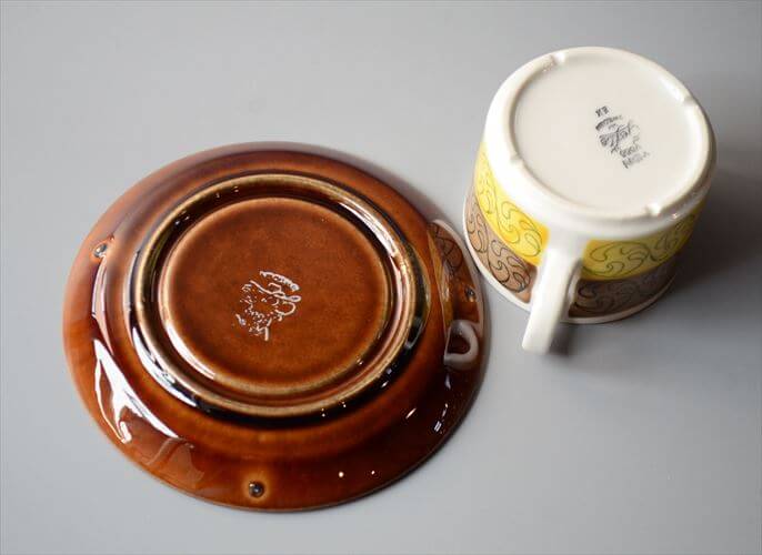 1970年代 スウェーデン製 Gefle EK カップ＆ソーサー ゲフレ エーク Upsara Ekeby 北欧食器 磁器 陶器 アンティーク_260312