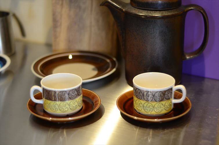 1970年代 スウェーデン製 Gefle EK カップ＆ソーサー ゲフレ エーク Upsara Ekeby 北欧食器 磁器 陶器 アンティーク_260312
