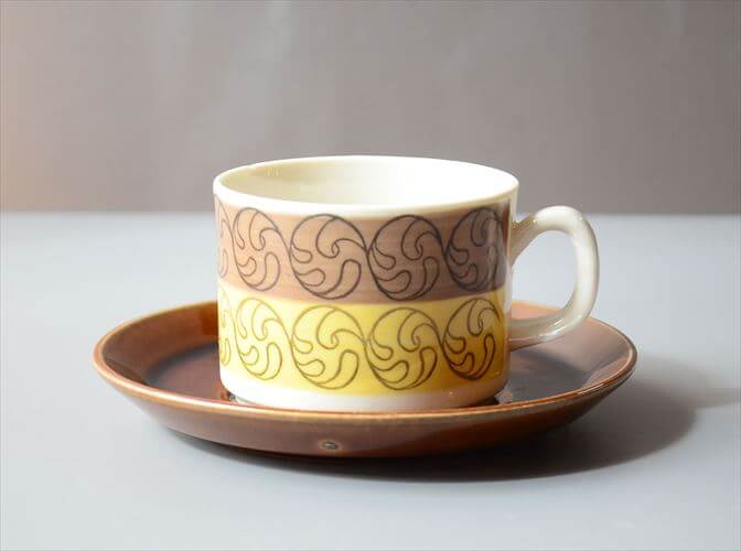 1970年代 スウェーデン製 Gefle EK カップ＆ソーサー ゲフレ エーク Upsara Ekeby 北欧食器 磁器 陶器 アンティーク_260312