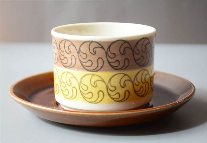 1970年代 スウェーデン製 Gefle EK カップ＆ソーサー ゲフレ エーク Upsara Ekeby 北欧食器 磁器 陶器 アンティーク_260312