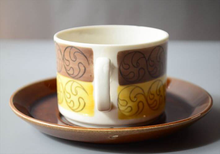 1970年代 スウェーデン製 Gefle EK カップ＆ソーサー ゲフレ エーク Upsara Ekeby 北欧食器 磁器 陶器 アンティーク_260312