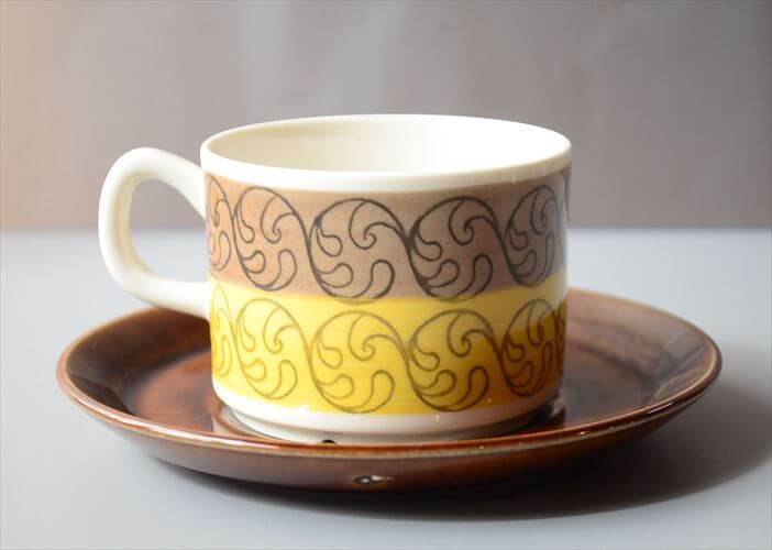 1970年代 スウェーデン製 Gefle EK カップ＆ソーサー ゲフレ エーク Upsara Ekeby 北欧食器 磁器 陶器 アンティーク_260312