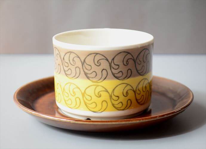 1970年代 スウェーデン製 Gefle EK カップ＆ソーサー ゲフレ エーク Upsara Ekeby 北欧食器 磁器 陶器 アンティーク_260312