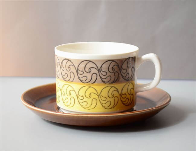 1970年代 スウェーデン製 Gefle EK カップ＆ソーサー ゲフレ エーク Upsara Ekeby 北欧食器 磁器 陶器 アンティーク_260312