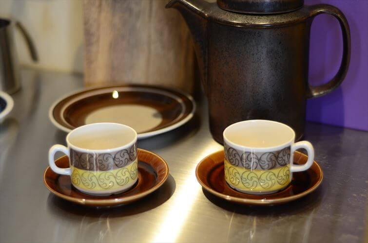 1970年代 スウェーデン製 Gefle EK カップ＆ソーサー ゲフレ エーク Upsara Ekeby 北欧食器 磁器 陶器 アンティーク_260312