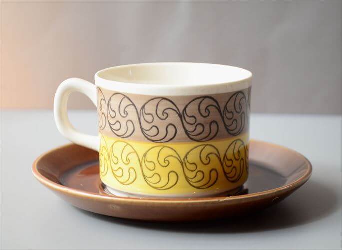 1970年代 スウェーデン製 Gefle EK カップ＆ソーサー ゲフレ エーク Upsara Ekeby 北欧食器 磁器 陶器 アンティーク_260312