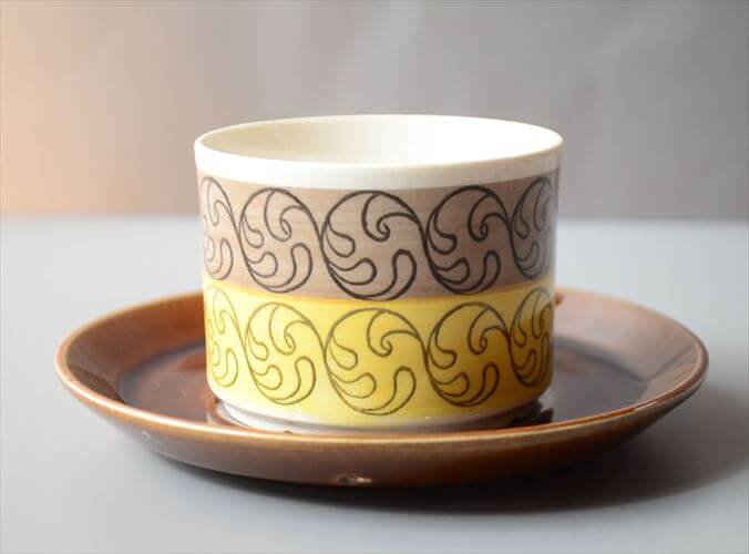 1970年代 スウェーデン製 Gefle EK カップ＆ソーサー ゲフレ エーク Upsara Ekeby 北欧食器 磁器 陶器 アンティーク_260312