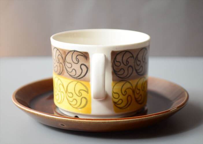 1970年代 スウェーデン製 Gefle EK カップ＆ソーサー ゲフレ エーク Upsara Ekeby 北欧食器 磁器 陶器 アンティーク_260312